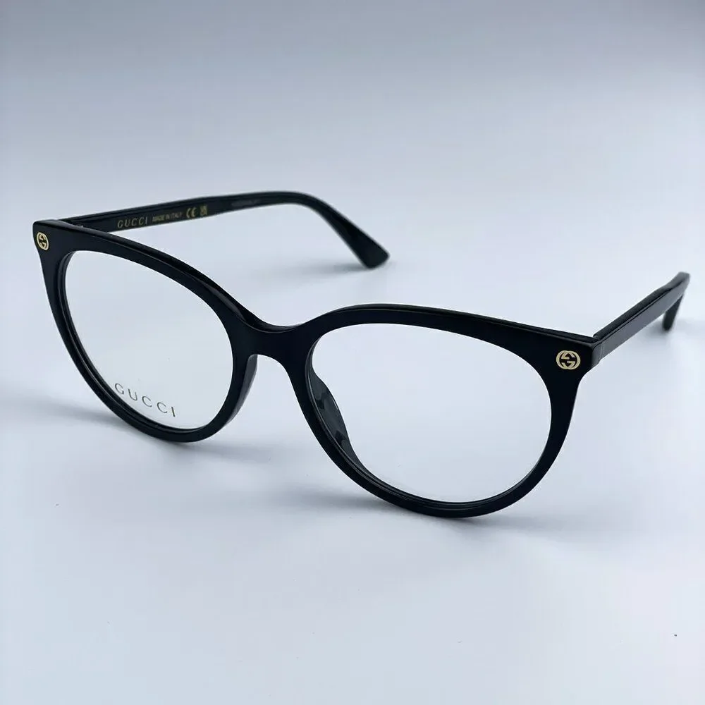 NEW Gucci GG0093O 001 Black Oval Logo Women Eyeglasses
